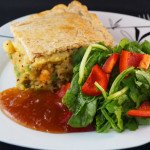 Spicy Samosa Bake with Fresh Salad and Mango Chutney
