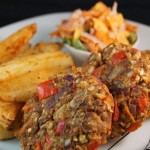 Super Veggie Burgers with a side of Mango and Mustard Tahini Coleslaw