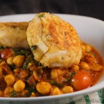 Chana Masala topped with Aloo Tikki