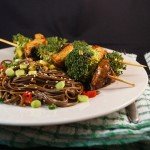 Red Hot Chilli Mushroom & Broccoli Kebabs with Spicy Soba Noodles