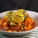 Spicy Chickpea & Mushroom Stew with Spinach Polenta Dumplings