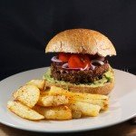 Veggie Haggis Burgers with Guacamole and Paprika Spiced Wedges